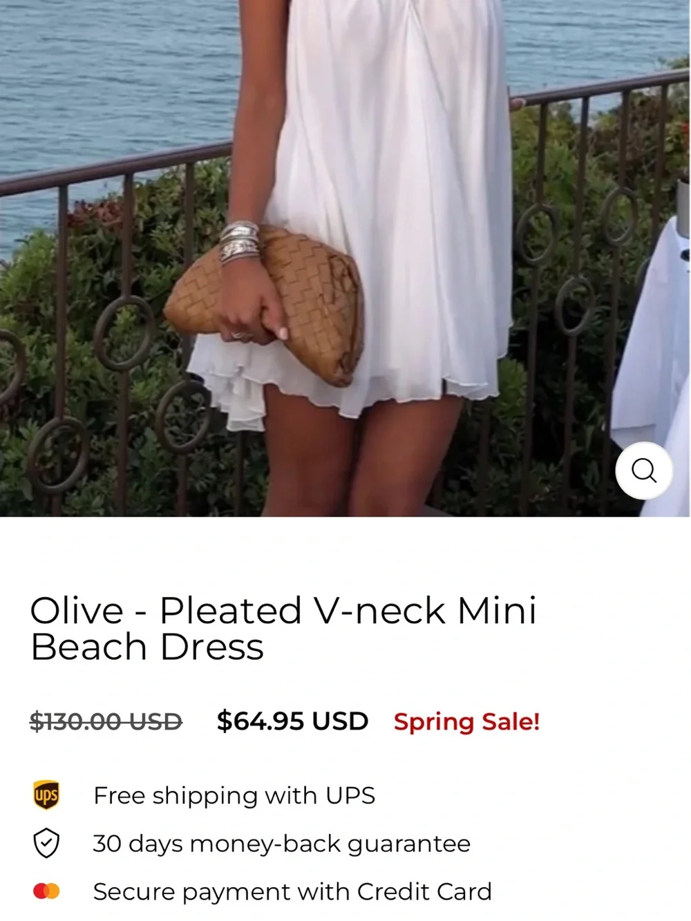 White Spaghetti-Strap Mini Dress - Picture 6 of 9